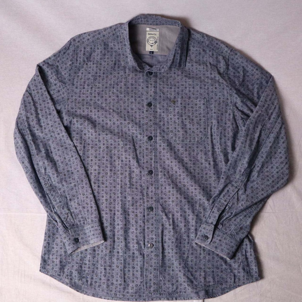 DIESEL CO Regular Fit Mens Blue Paisley Long Sleeve Button Down Shirt Size L - Picture 3 of 7